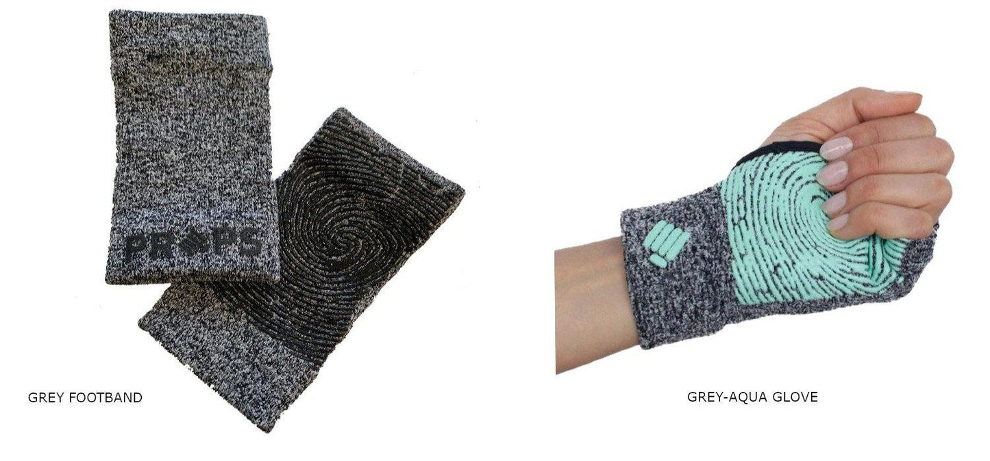 Props Body Mat - Grey Aqua Workout Glove and Grey Foot Band