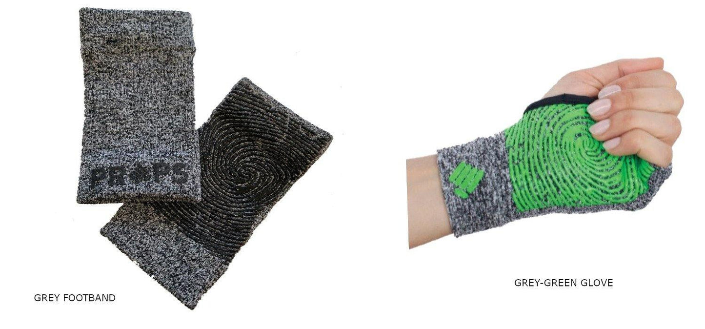 Props Body Mat - Grey Green Workout Glove and Grey Foot Band