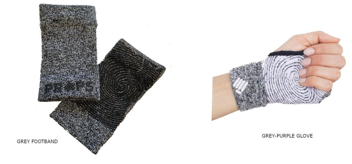 Props Body Mat - Grey Purple Workout Glove and Grey Foot Band