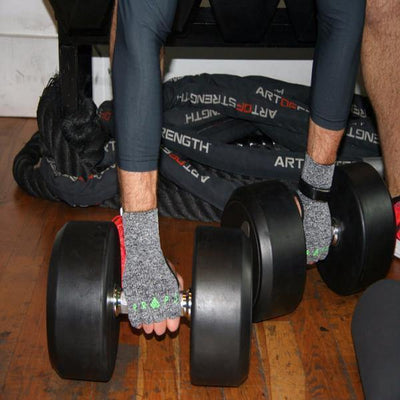 Props Grey Green Staple Workout Gloves - For weight lifting and training