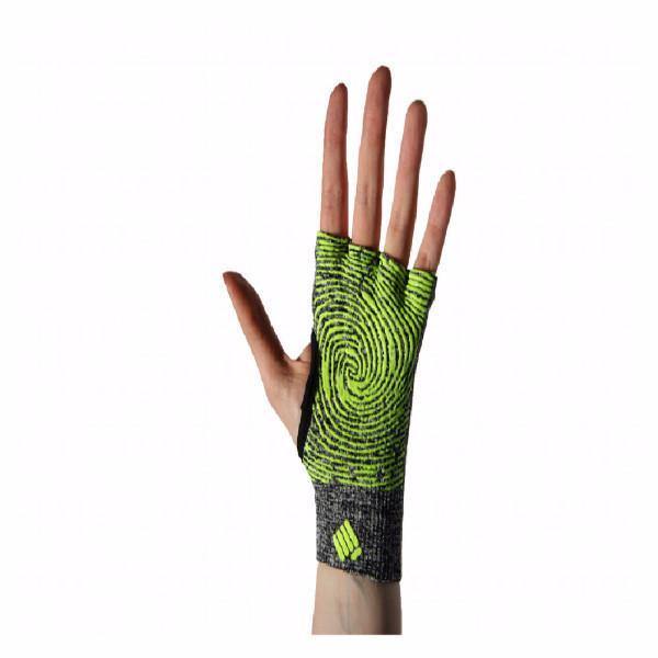 Props Grey Yellow Staple Workout Gloves - Straight front hand